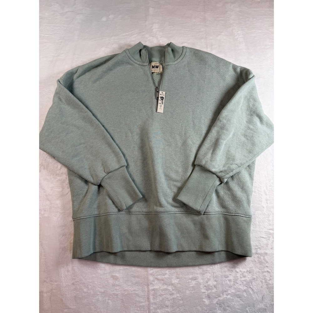 Madewell MW Womens Sage Green Quarter Zip Fleece Sweatshirt NB264 Size XS